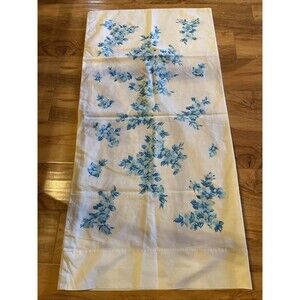 Vintage Blue Floral King Pillowcase Perma Prest No-Iron Muslin Sears